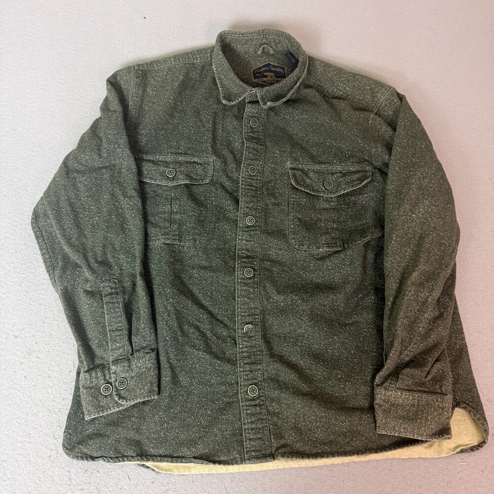 Freedom Foundry Men's Large Green Speckled Cotton Flannel Work Shirt